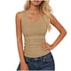thumbnail image 1 of Mujeres Blusas de Verano sin Mangas Cuello en V Cuello Sólido Camiseta con Cojín de Pecho, Ligera Blusa Casual, 1 of 6