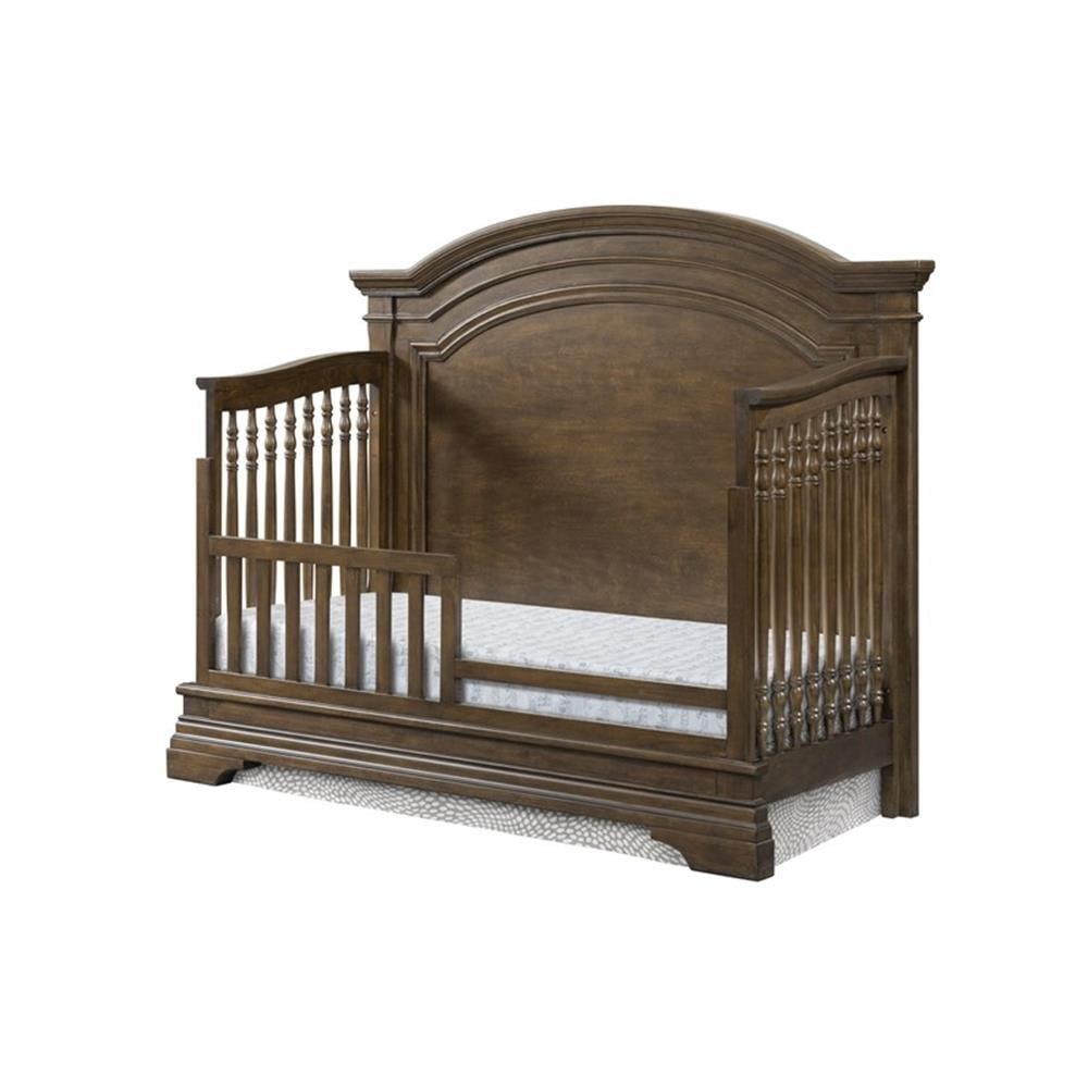 Pemberly Row Traditional Wood Toddler Guard Rail in Rosewood Brown