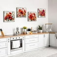 thumbnail image 2 of Flower Canvas Wall Art Red Orange Wall Decor Rustic Farmhouse Floral Posters for Kitchen Dinner Room Home Decorations Spring Blooming Poppies Pictures Wildflower Painting Framed Artwork 16x16 4 Pcs, 2 of 6
