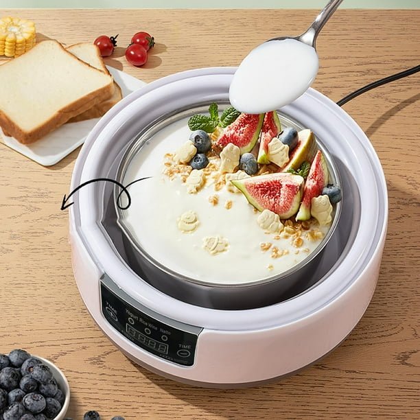 Yogurt Automático y Acero-Inoxidable y Sistema y Calefacción de Bajo Consumo, Máquina Multifuncional y Preparatoria Vino y Arroz y Natto, Ideal y Cocinar En Casa y Unestilo de Vida Saludable.