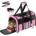 thumbnail image 1 of Transportín para gatos, transportador para perros, transportador para mascotas aprobado por aerolíneas para gatos,gatitos, transportadores para gatos pequeños y medianos de menos de 15 lb,rosa, 1 of 4