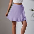 thumbnail image 2 of EDFBUYKRS Female Skirts Mini Skirts for Women High Waisted Lace up Skirt European and Style High Waist Pure Color Skirt, 2 of 4