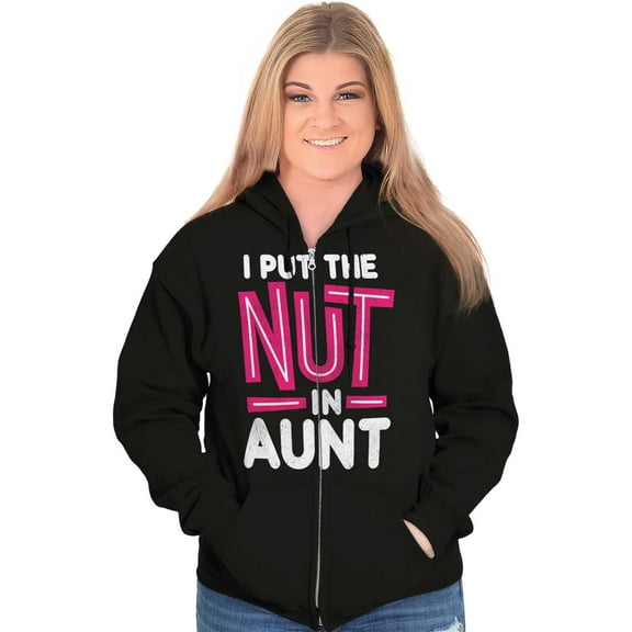 Aunt Cute Funny Cool Crazy Auntie Women Plus Size Zipper Hoodie Brisco Brands 2X