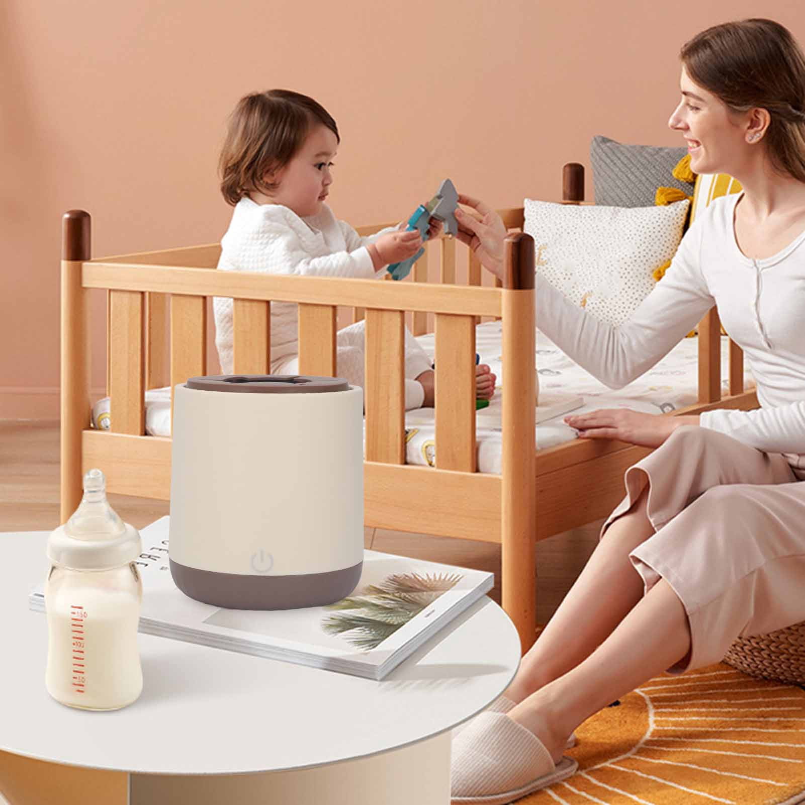 LAZIOEGR Electric Baby Milk Bottle Shaker Khaki 3 Gears Prevent Bloating USB Charging Automatic Infant Formula Mixer Baby Bottle Shaker 5.1 Inches / 13 cm Height