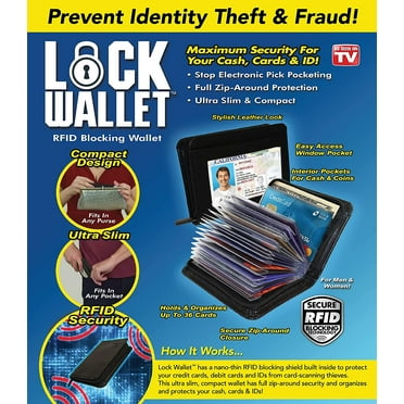 Lock Wallet Secure Men Women RFID Blocking Money Credit Card Holder Wallets