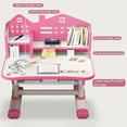 thumbnail image 6 of YNCE Children Adjustable Desk and Chair Set, Study Table for Kids, Pink Home School Writing Desk with Drawers and Storage Compartments, Escritorio Mesas para Niña, 6 of 8