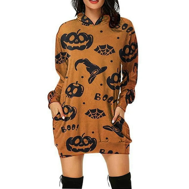 Sudadera con Capucha Vestido de Sudadera Yuyangstore Casual Estampado Colorido Amarillo S