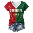 thumbnail image 4 of Womens Portugal Soccer T-Shirt Top Football Fan Tee Shirt Portugal Graphic V Neck Short Sleeve Casual Shirt Tops XXL, 4 of 4