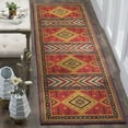 thumbnail image 3 of SAFAVIEH Classic Vintage Clarette Chevron Bordered Area Rug, Red/Slate, 6' x 6' Round, 3 of 9
