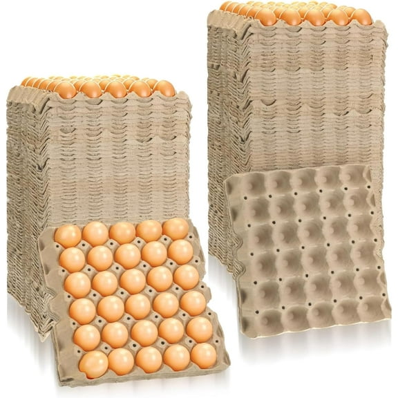 130 Pack Egg Cartons Crates Bulk - 30 Cell Pulp Fiber Egg Flats Reusable Stackable Cardboard Tray for Home Storing Packing Roach Colony Soundproofing