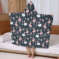thumbnail image 5 of Dark Blue Ballerina Swan Pattern Hooded Bath Towel，50"x30" for Ages 3 To 12 Kids, Quick Dry Lightweight Soft Microfiber Hood Beach Towel Cover Up for Kids, 5 of 7