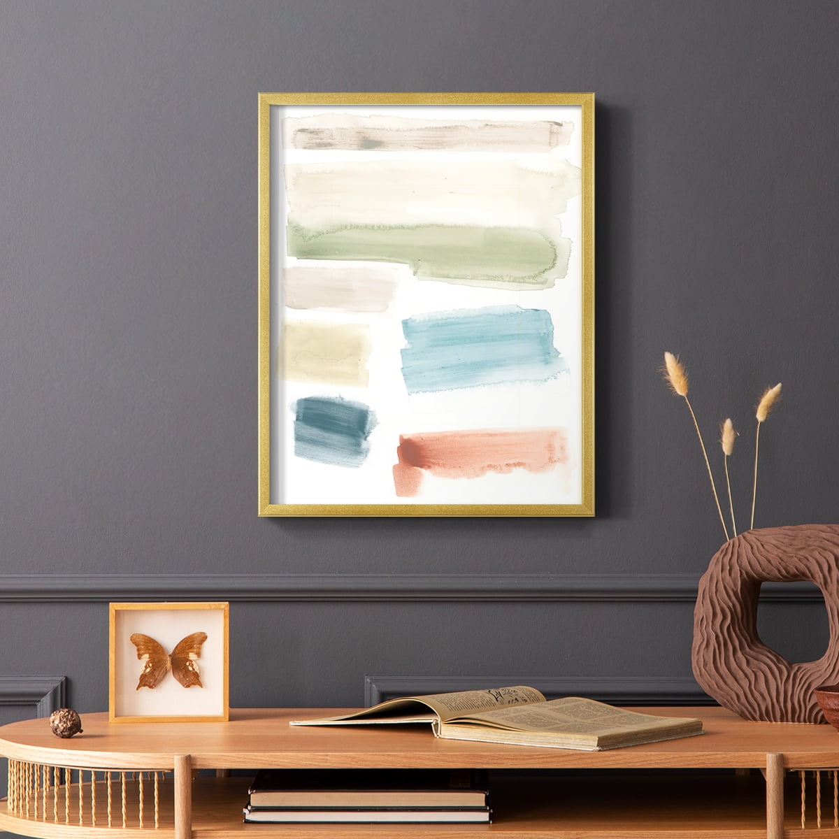 Watercolor Swatches I Framed Print in Gold Solid Wood 22 x 28 Framed Print