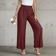 thumbnail image 2 of Pantalones de Cintura Alta de Pierna Ancha para Mujeres Trabajo Casual Pierna Ancha Recortada Viaje Senderismo Cintura Elástica con Bolsillos, 2 of 9