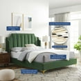 thumbnail image 3 of Platform Bed Frame, Queen Size, Velvet, Green, Modern Contemporary Urban Design, Bedroom Master Guest Suite, 3 of 8