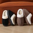 thumbnail image 4 of Zapatillas peludas de suela gruesa para mujer, pantuflas de algodón con puntera cálida y suela gruesa para ventana exterior, otoño e invierno, 4 of 5