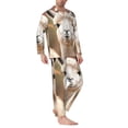 thumbnail image 6 of Salouo Cute Alpaca in Daze Print Button-Front Long Sleeve Pajama Set for Men, Soft 2Pjs Men's Long Sleeve Sleepwear -Small, 6 of 7