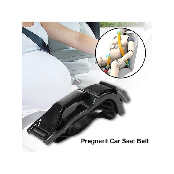 Pregnancy Seat Belt Adjuster for Car Safety, Maternity Bump Strap to Prevent Tummy Compression, Adjustable Comfort Support Belt for Pregnant Women Driving and Travel, Black