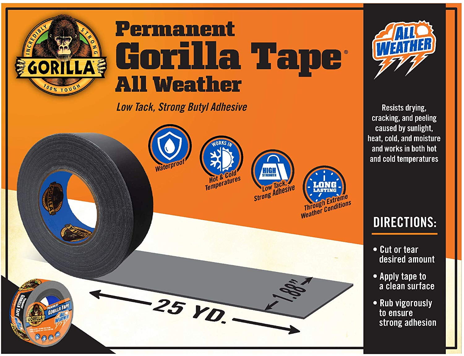 1 88 X 25 Yd UV And Temperature Resistant Gorilla All Weather Outdoor 1 88 X 25 Yd UV And Temperature Resistant Gorilla All Weather Outdoor