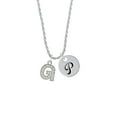 thumbnail image 2 of Delight Jewelry Silvertone Crystal Initial - G - Silvertone Script Initial Disc - P - Charm Necklace, 20"+3", 2 of 4