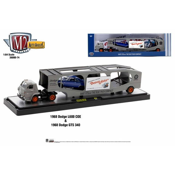 M2 Machines Auto Hauler 74 1968 Dodge L600 Coe 1968 Dodge Gts 340