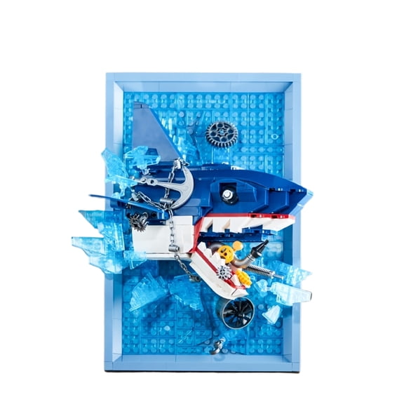 Remocguys Shark Wall Art Building Set Compatible with Lego Animal 3d Ocean Blocks Model Home Decor for Adults 669pcs
