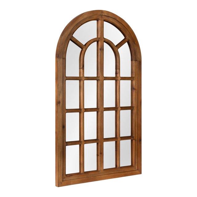 Kate and Laurel Boldmere Traditional Windowpane Accent Mirror, 22 x 38, Rustic Brown, Rustic Farmhouse-Inspired Home Decor