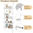 thumbnail image 6 of LINJH  Ladder Shelf 5 Tier Wall Mounted Bookcase with Metal Frame, Open Design Shelves for Living Room, Bedroom, Home, Office, White (23.62" L x 11.81" W x 70.87" H), 6 of 10