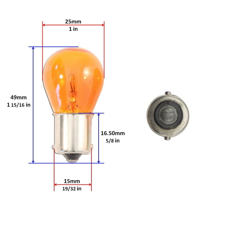 P21W 1156 12V 21W BA15s Halogen Lamp Amber Glass Opposite Pins