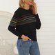 thumbnail image 5 of Puntoco Jersey de cuello redondo para mujer, suéter de punto a rayas, camisa para mujer, liquidación superior Puntoco Puntoco-6846, 5 of 8