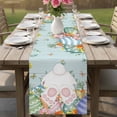 thumbnail image 4 of Easter Bunny Tail Table Runner 72 Inches, Colorful Easter Eggs Teal Wooden Leaves Bed Runner Dresser Scarves Tabletop for Indoor Outdoor Parties/Ceremony/Banquet, 18" x 72", 4 of 8