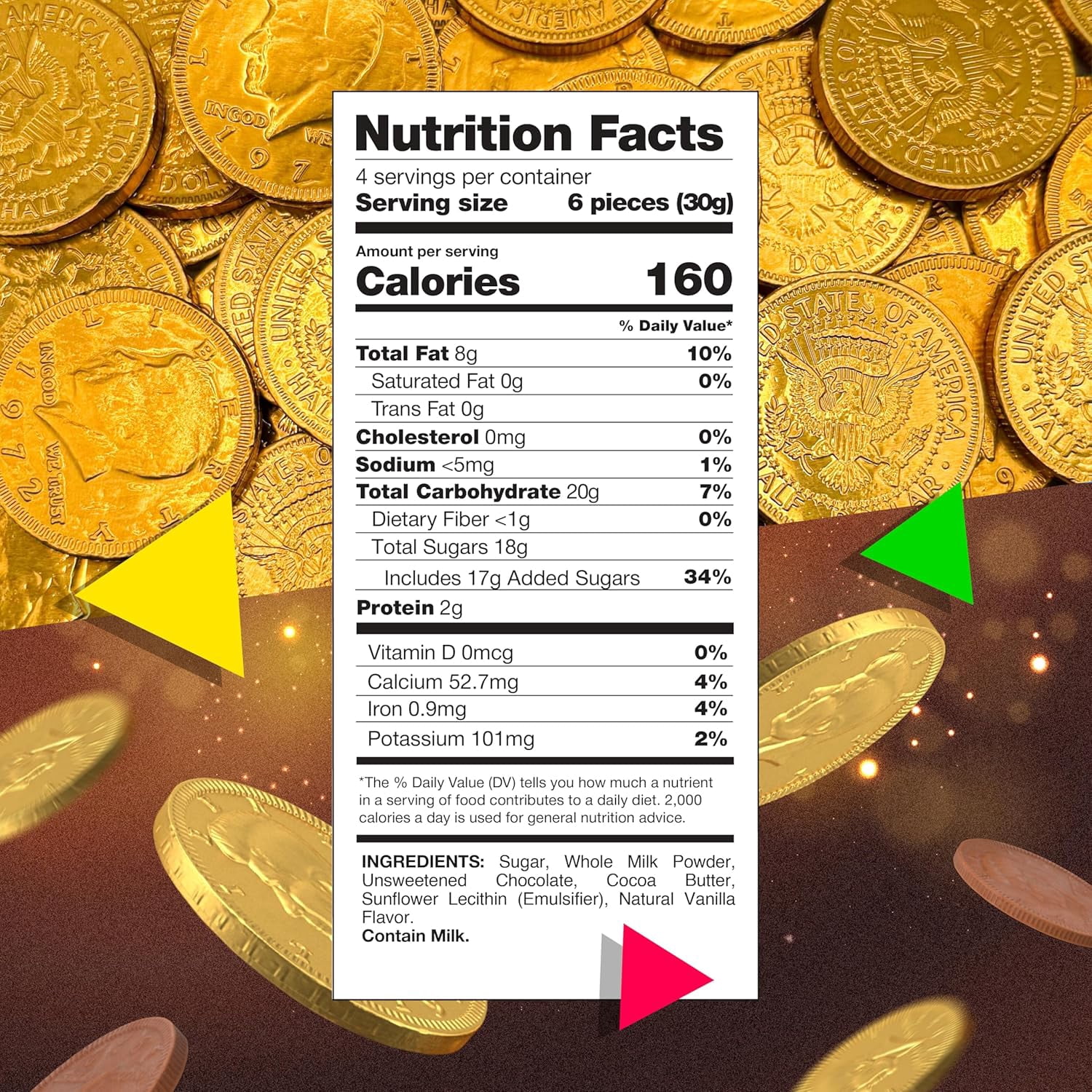 Gold Chocolate Coins | 25 Count | Individually Wrapped Chocolate Coins | Gold Candy for Holiday Treats, Candy Buffets, Pirate Treasure & Goodie Bags