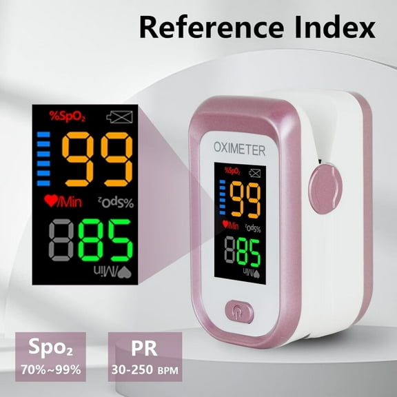 Pulse Oximeter Fingertip,Blood Oxygen Monitor with Lanyard,Finger Pulse Oximeter with Heart Rate Tracker,Rose Gold