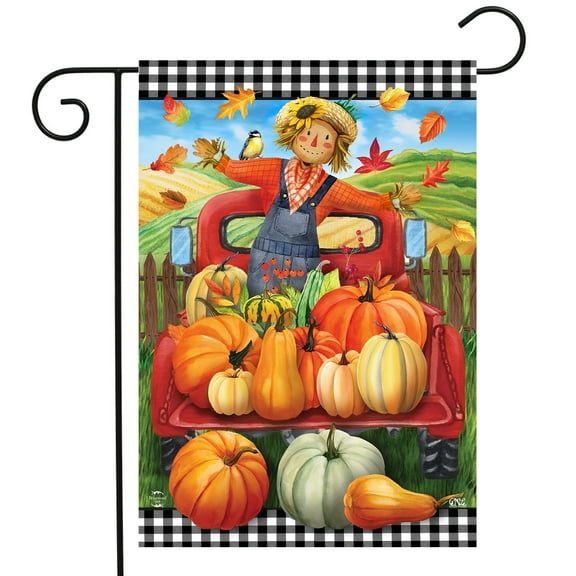 Briarwood Lane Pumpkin Pickup Scarecrow Fall Garden Flag