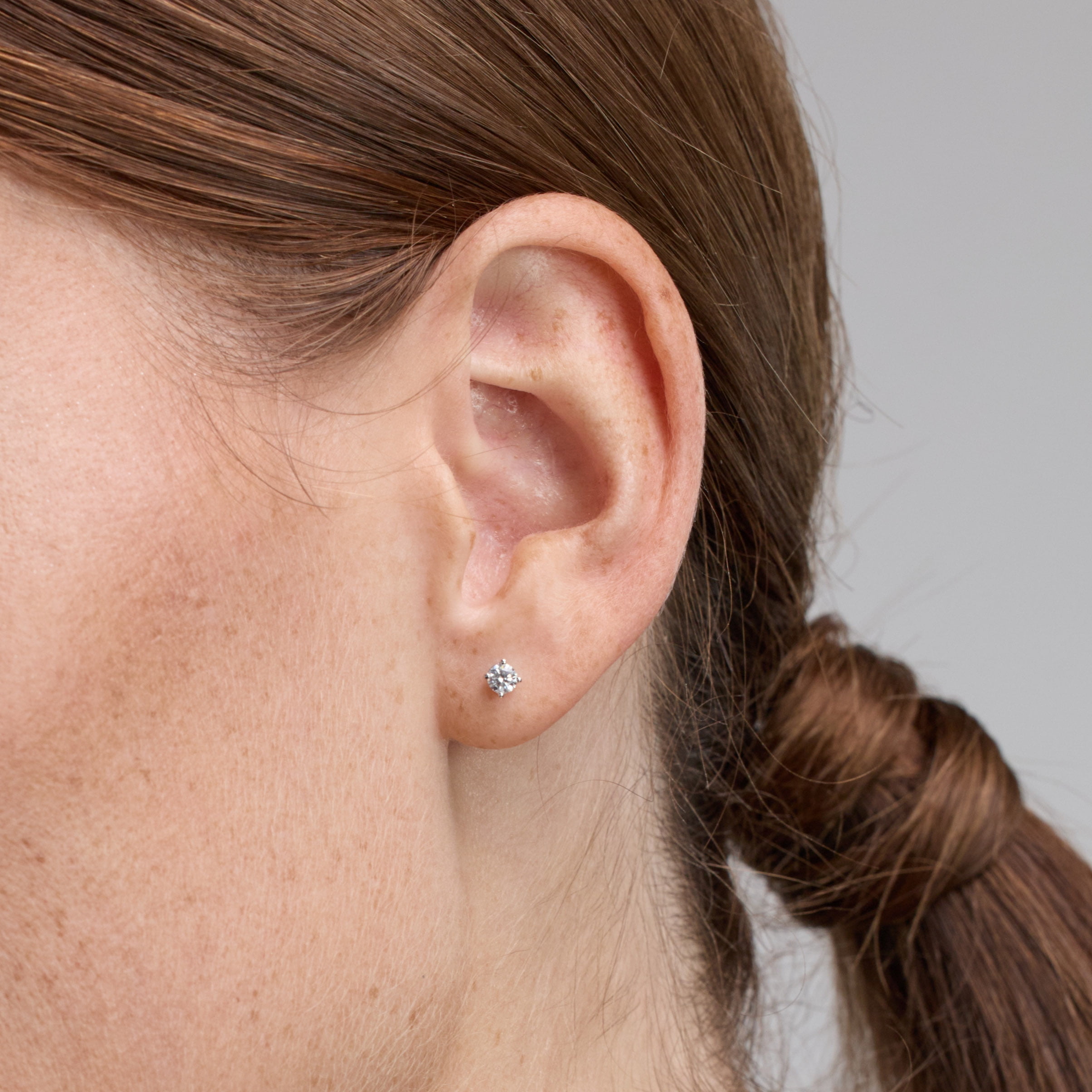 Unique Moments 1/2 Ct Round Lab Grown Diamond Stud Earrings in 10K White Gold for Women (J-SI-I1)