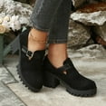 thumbnail image 6 of Miluxas Platform Loafers for Women: Casual Round Toe Suede Chunky Heeled Loafer Comfort Wedge Business Uniform Walking Shoes Black 8(40), 6 of 7