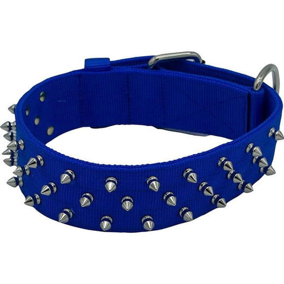 Omni Pet Bravo Nylon Spiked Dog Collar Blue 23in.