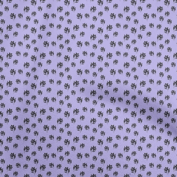 oneOone Cotton Poplin Medium Purple Fabric Floral Quilting Supplies Print Sewing Fabric By The Yard 42 Inch Wide