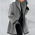 thumbnail image 5 of Manteau en Laine pour Femme Automne Hiver à Capuche à Blocs de Couleur Manteau en Laine Cardigan à Manches Longues Trench, 5 of 5