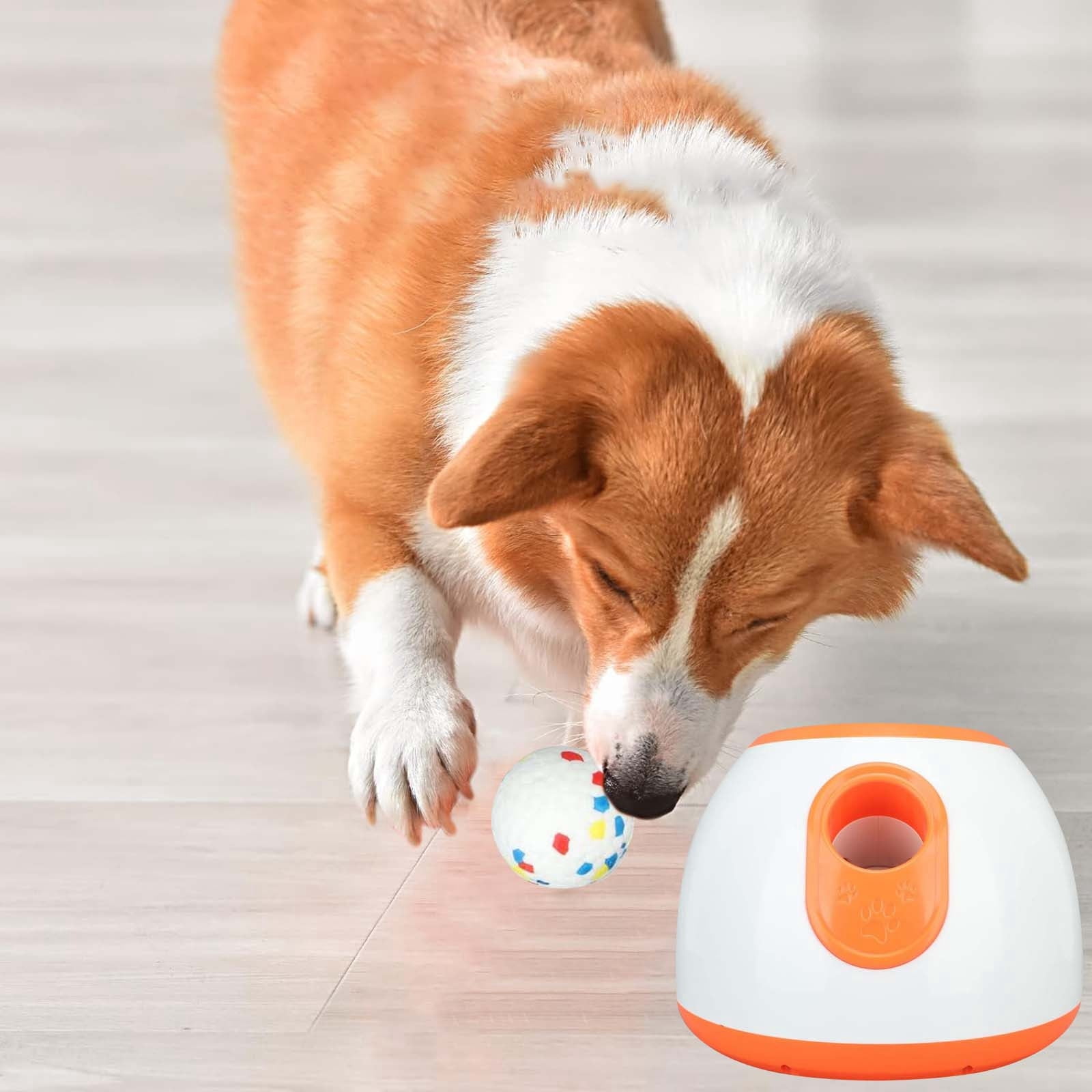 Automatic Dog Ball Launcher - Interactive Tennis Ball Thrower for Medium/Large Dogs, 10-30 ft Distance, Rechargeable Fetch Machine with 3 Balls - Mental Stimulation Toy