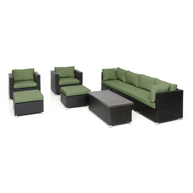 Innesbrook Collection Ensemble de conversation de patio en aluminium 9 pièces avec coussins verts