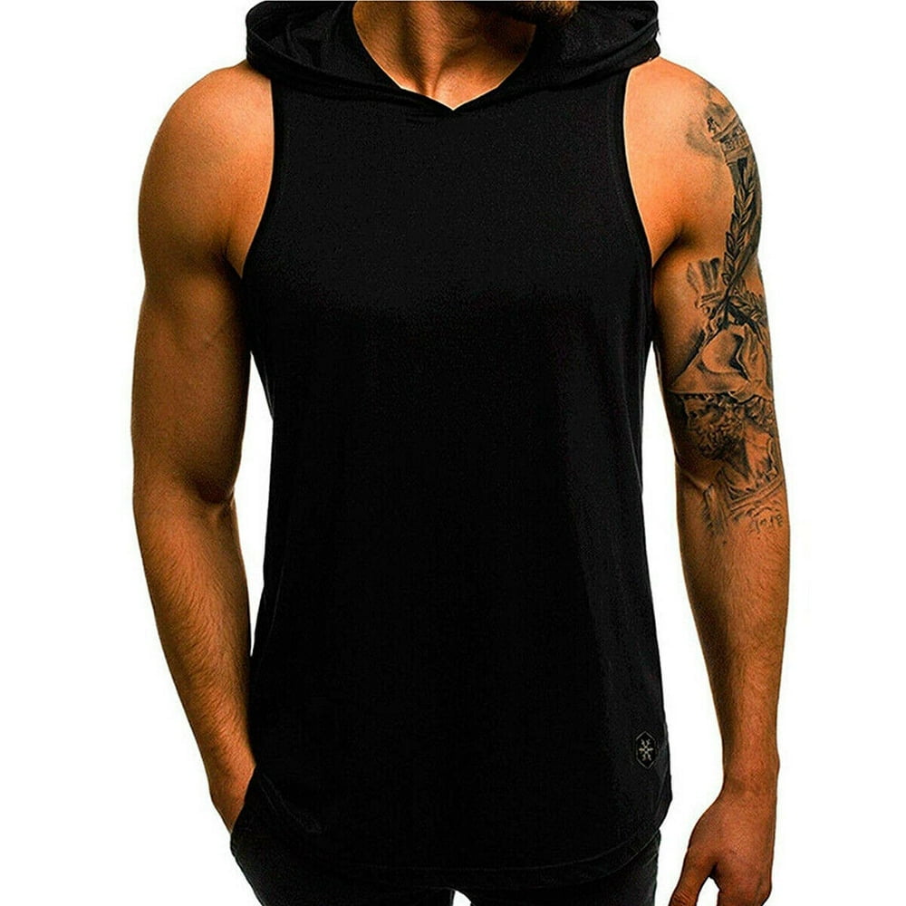 Summer Mens Sleeveless Hoodie Muscle GYM Sweatshirt Hoody Tops Sport Hoodies Walmart