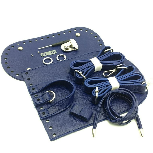 Bolso de mano con correa de hombro, bolso tejido, conjunto de hebillas inferiores, bolso de hombro de cuero para mujer, China Azul