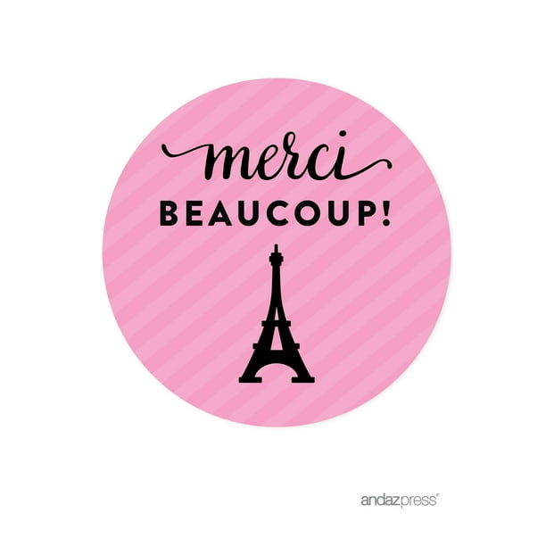 Merci Beaucoup Paris Bonjour Bebe Girl Baby Shower Round Circle Label Stickers 40 Pack Walmart Com Walmart Com