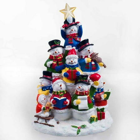 San Francisco Music Box Factory Snowman Tree Lighted Figurine Multi-Colored