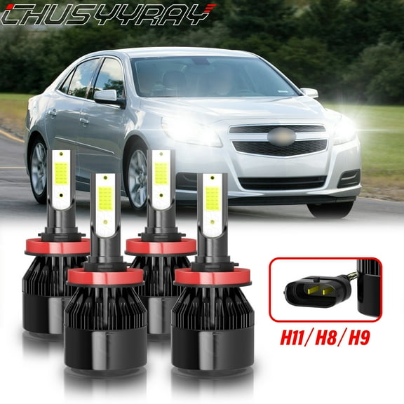 For Chevy Malibu 2009 2010 2011 2012 LED Headlight Car Headlight High Low Beam Bulbs Kit 6000K White 4x