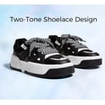 thumbnail image 4 of LUCKY STEP Stylish Thick Soled Sneakers Multi Colored Shoelaces Casual Shoes,Black&White,Womens, 4 of 10