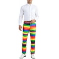 thumbnail image 2 of INSPIRE CHIC Rainbow Striped Dress Pants for Men's Contrast Color Regular Fit Trousers, 2 of 6