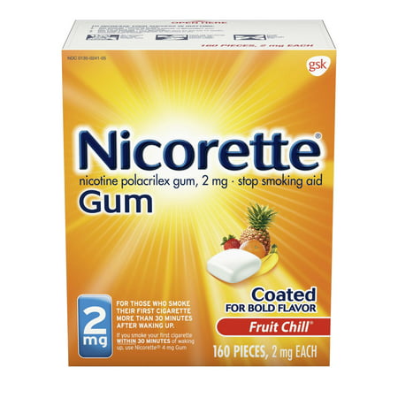 Nicorette Nicotine Gum to Stop Smoking, 2mg, Fruit Chill, 160