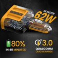 thumbnail image 3 of Cargador de coche DEWALT USB C 60W Cargador rápido de 4 puertos tipo C PD, 3 of 9