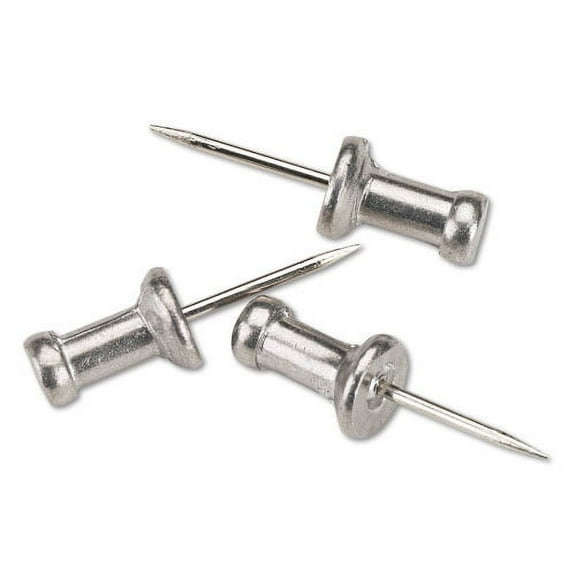 GEM Aluminum Head Push Pins, Aluminum, Silver, 0.5", 100/Box, Each